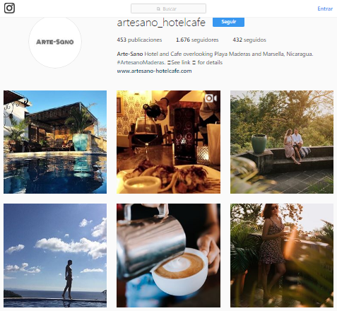 Artesano Hotel and Cafe Nicaragua Instagram page