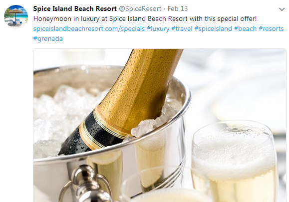 Spice Island Beach Resort Twitter example